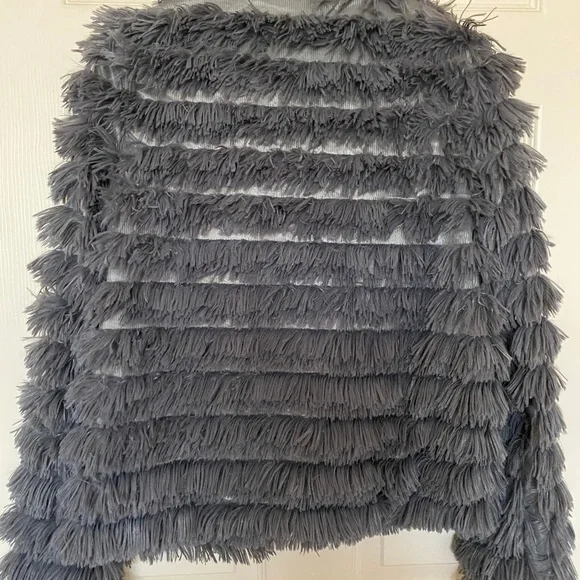 Gray Bohemian Shaggy Fringe Jacket - Picture 7 of 7